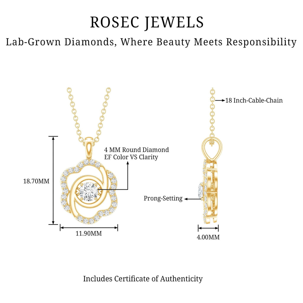 Flower Pendant Necklace with Lab Grown Diamond