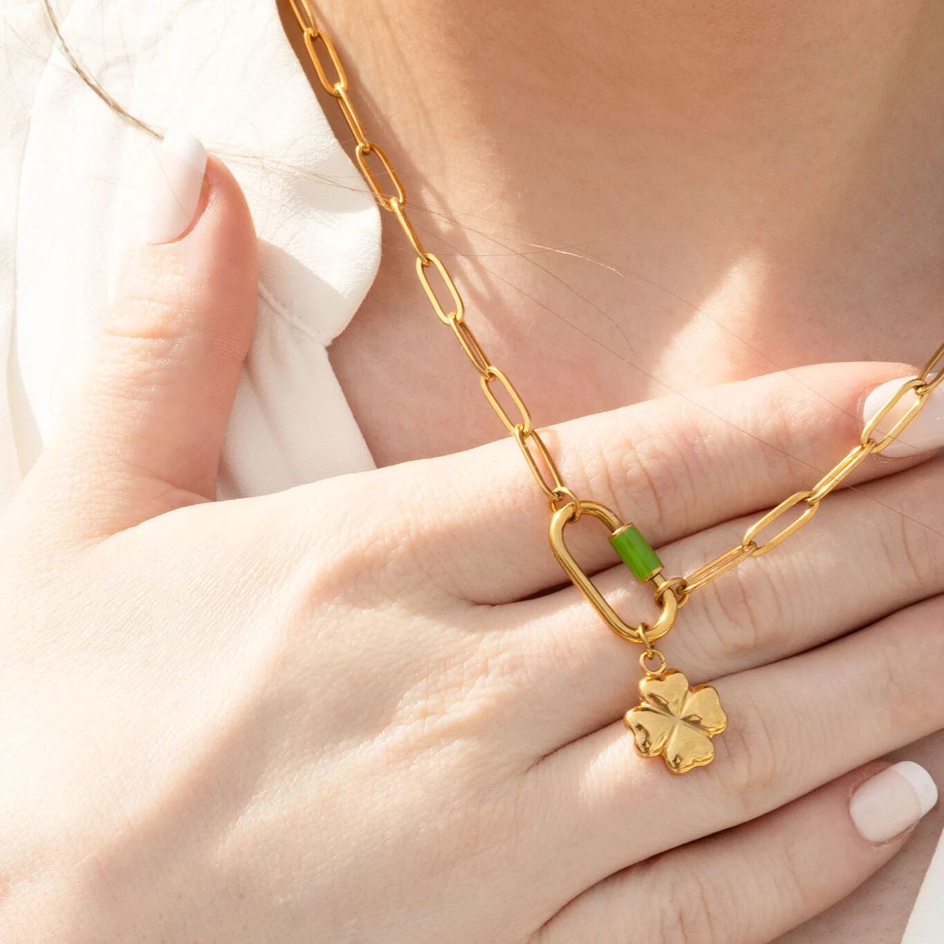 Four Leaf Clover Charm – 18K Gold Jewelry PVD Gold Coated Stainless Steel Luck Bracelet - Charms | Sunflower Soul Boutique