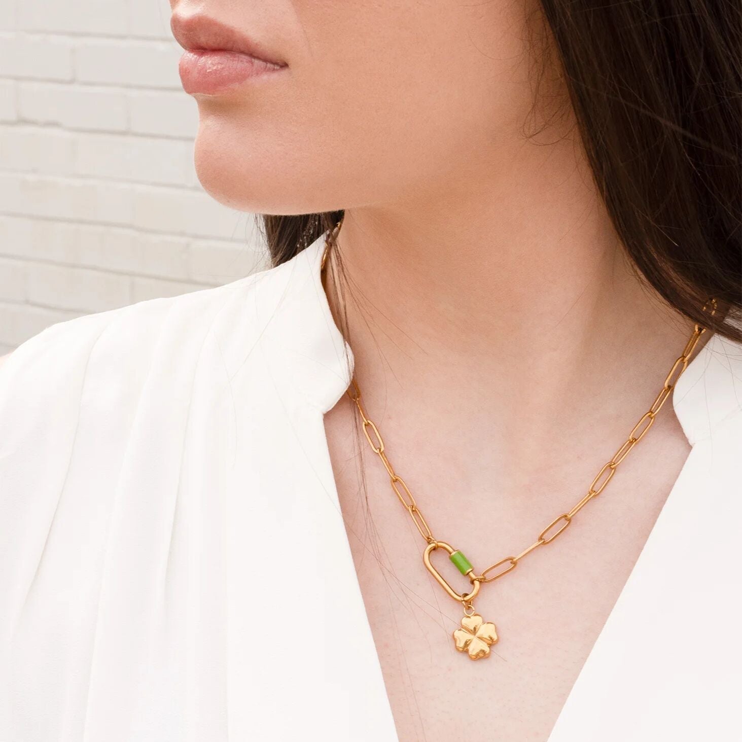 Four Leaf Clover Charm – 18K Gold Jewelry PVD Gold Coated Stainless Steel Luck Bracelet - Charms | Sunflower Soul Boutique