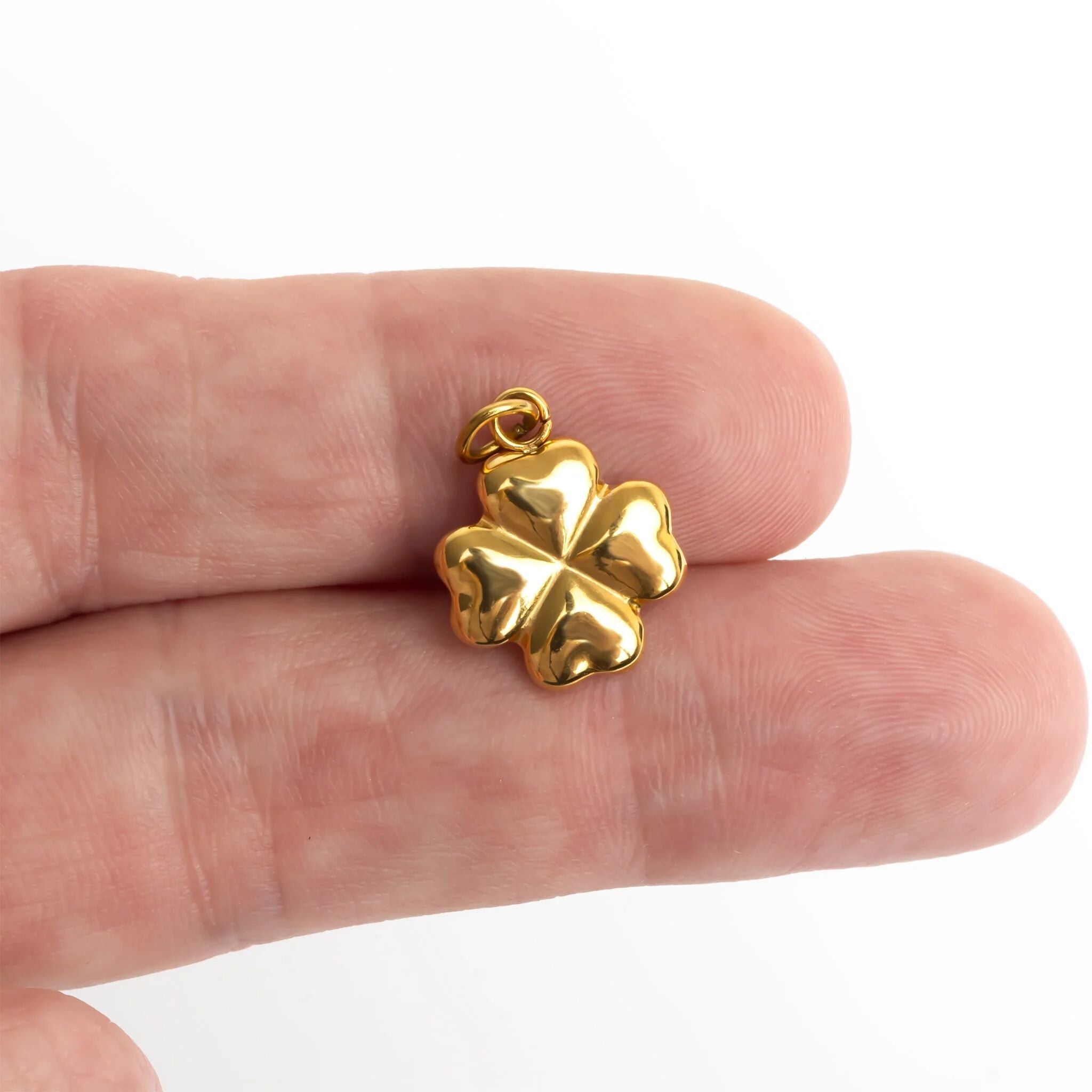 Four Leaf Clover Charm – 18K Gold Jewelry PVD Gold Coated Stainless Steel Luck Bracelet - Charms | Sunflower Soul Boutique
