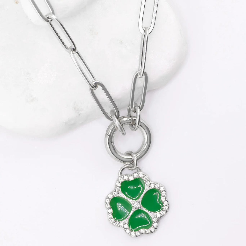 Four Leaf Clover Charm – 18K Gold PVD Coated Stainless Steel Green Enamel Lucky Gift - Charms | Sunflower Soul Boutique