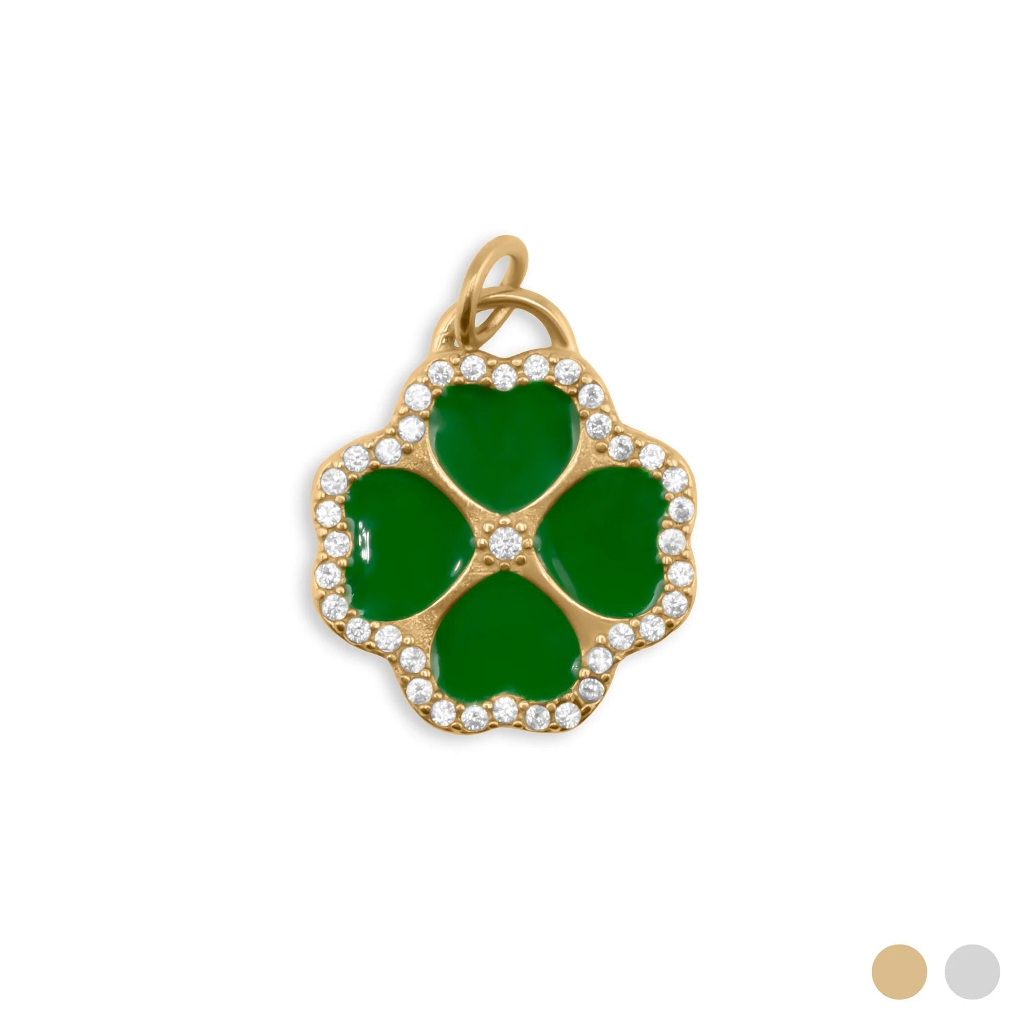 Four Leaf Clover Charm – 18K Gold PVD Coated Stainless Steel Green Enamel Lucky Gift - Charms | Sunflower Soul Boutique