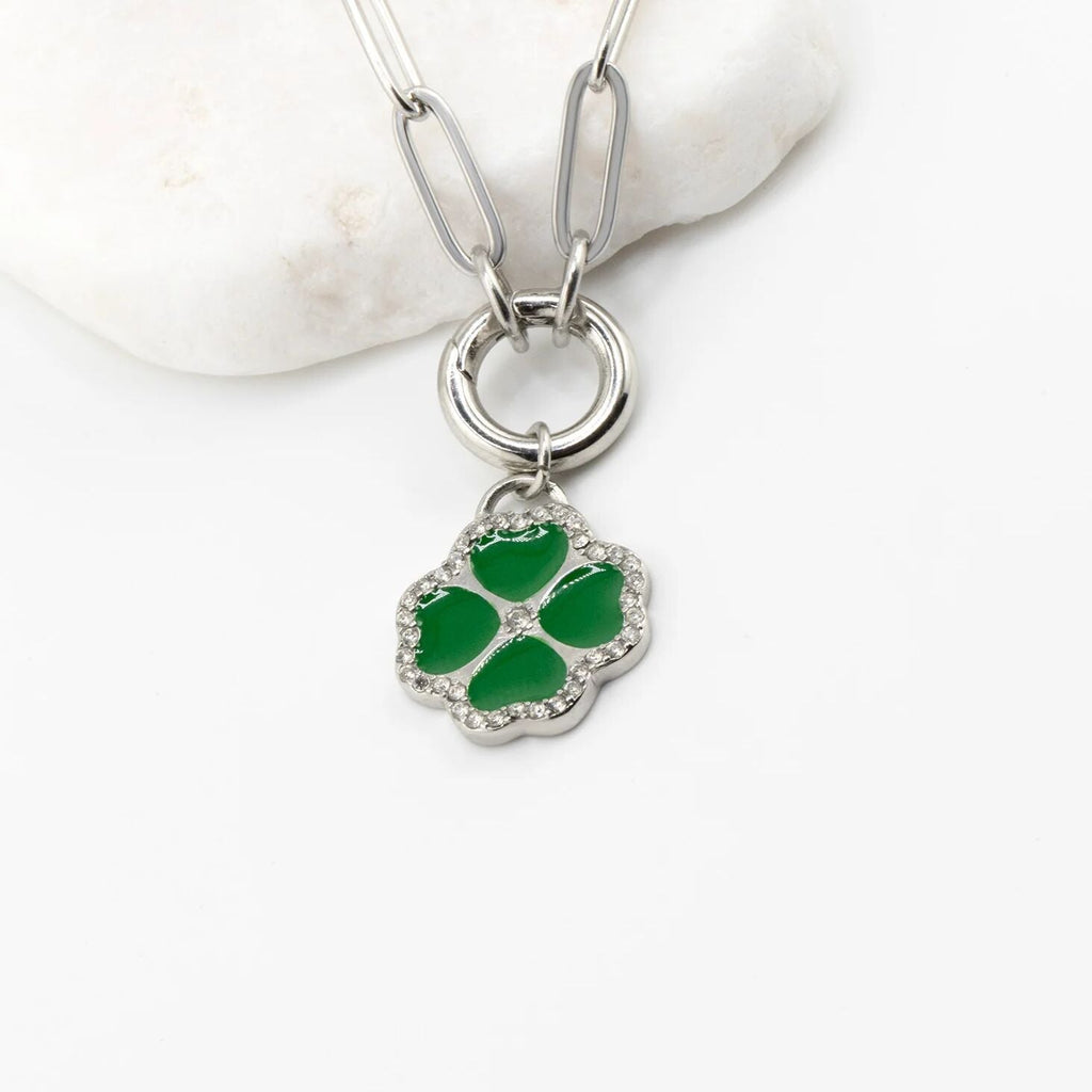Four Leaf Clover Charm – 18K Gold PVD Coated Stainless Steel Green Enamel Lucky Gift - Charms | Sunflower Soul Boutique