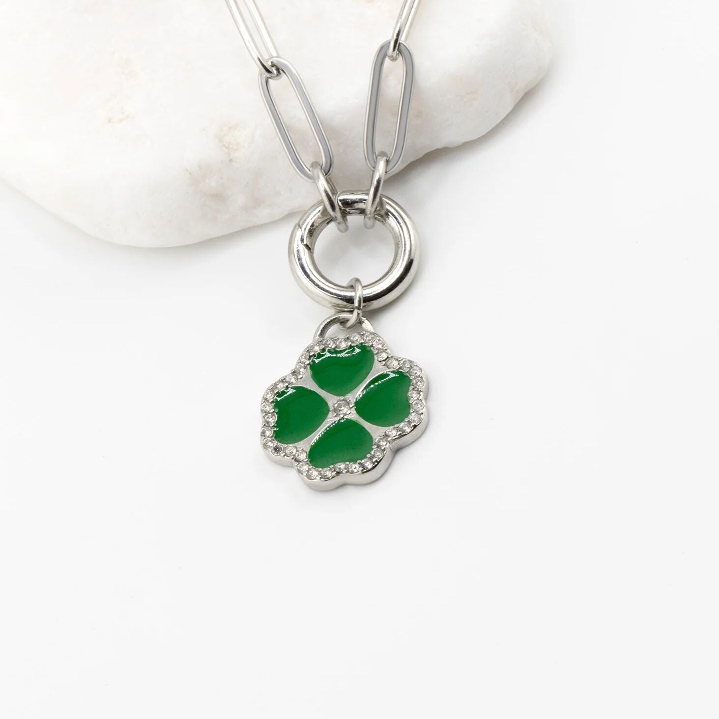 Four Leaf Clover Charm – 18K Gold PVD Coated Stainless Steel Green Enamel Lucky Gift - Charms | Sunflower Soul Boutique