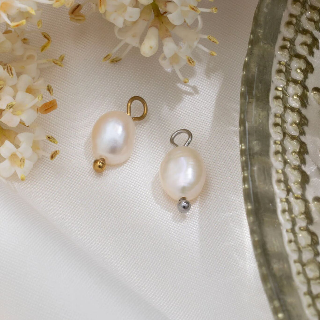 Freshwater Pearl Charm – 18K Gold PVD Stainless Steel Tarnish Resistant Classic Design - Charms | Sunflower Soul Boutique