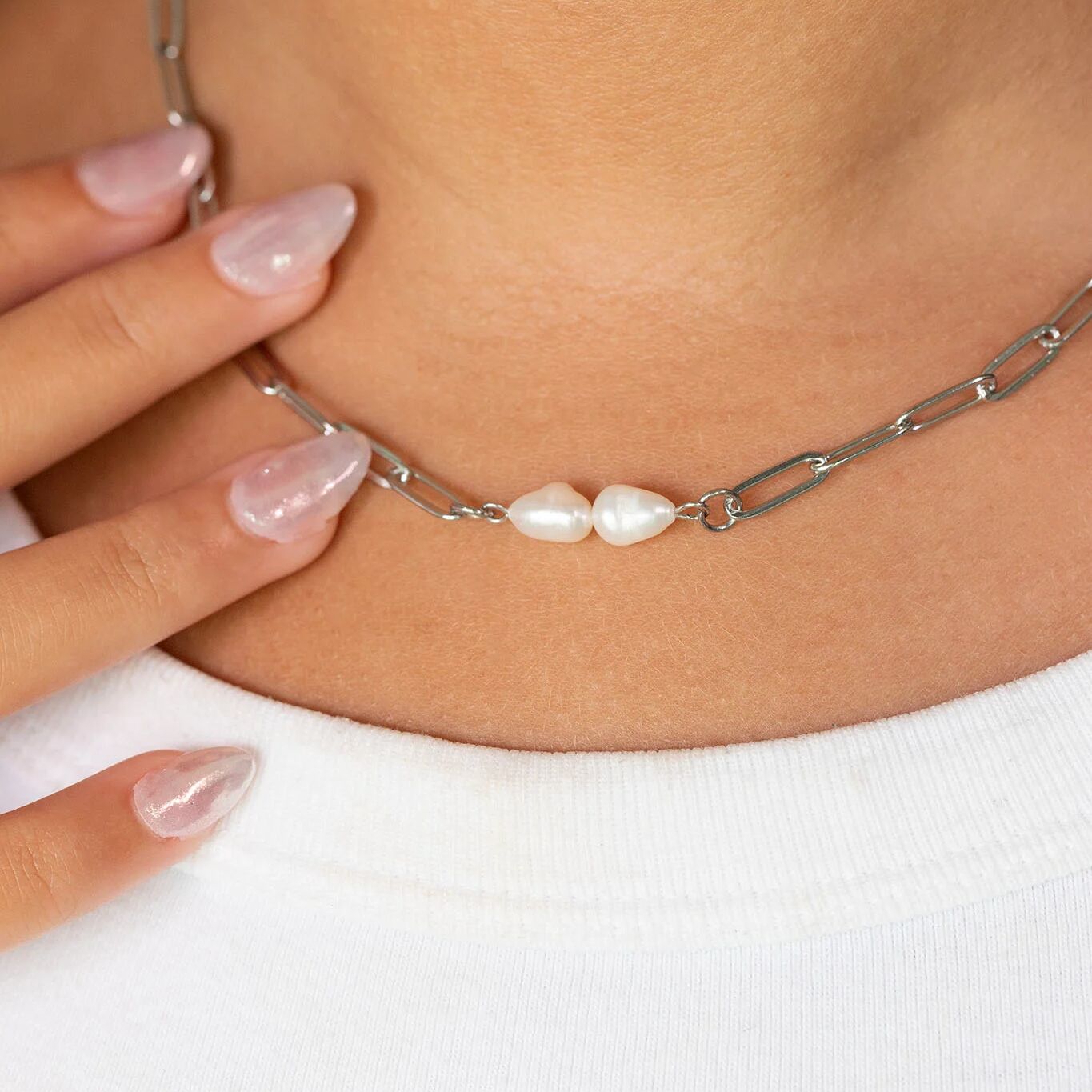 Freshwater Pearl Connector – Double Pearl Charm | 18K Gold Stainless Steel - Charms | Sunflower Soul Boutique