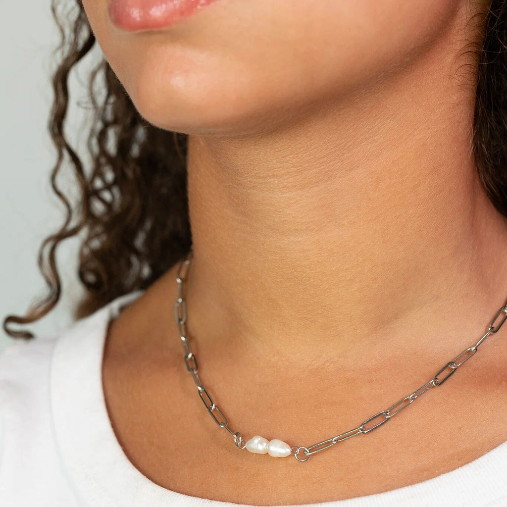 Freshwater Pearl Connector – Double Pearl Charm | 18K Gold Stainless Steel - Charms | Sunflower Soul Boutique