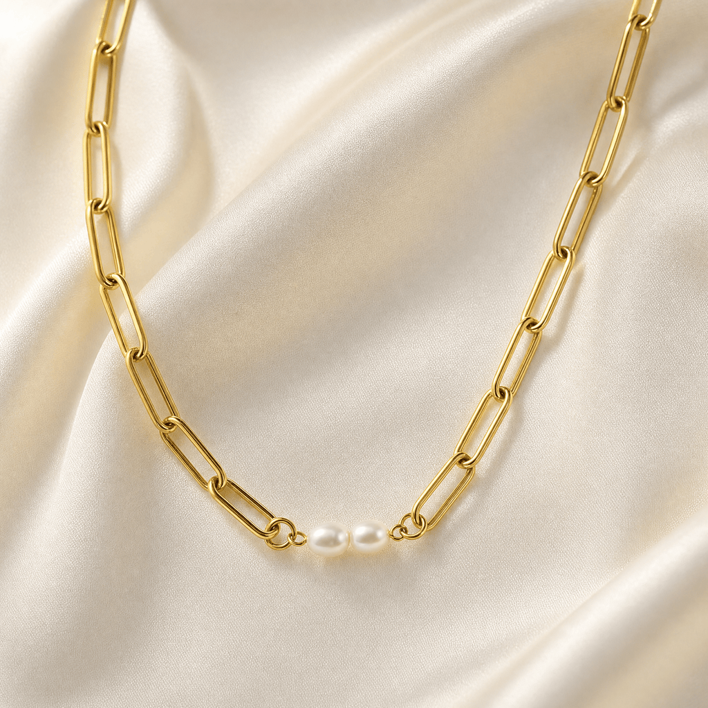 Freshwater Pearl Connector – Double Pearl Charm | 18K Gold Stainless Steel - Charms | Sunflower Soul Boutique