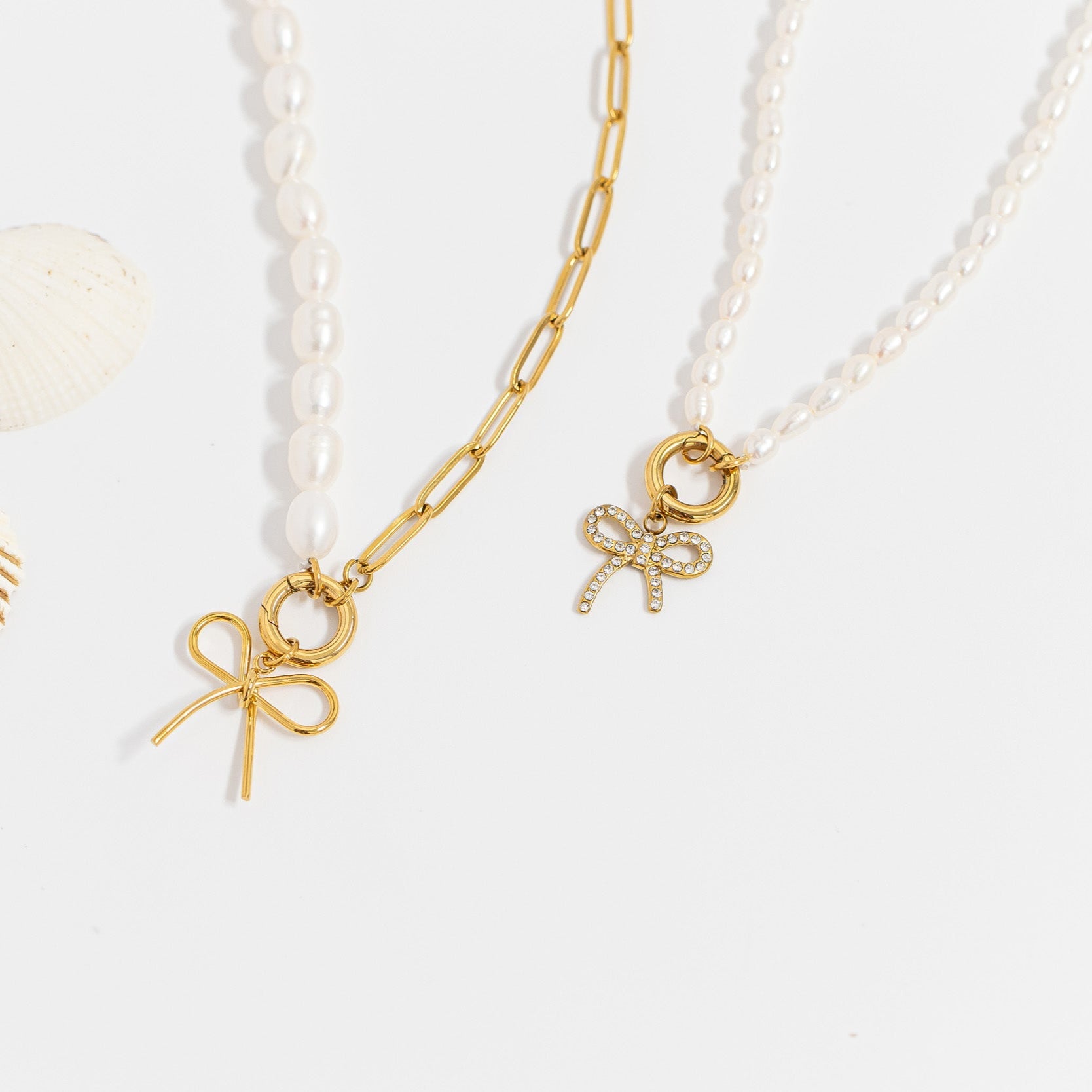 Freshwater Pearl Necklace – 18K Gold Charm Holder | Waterproof Stainless Steel Jewelry - Necklace | Sunflower Soul Boutique