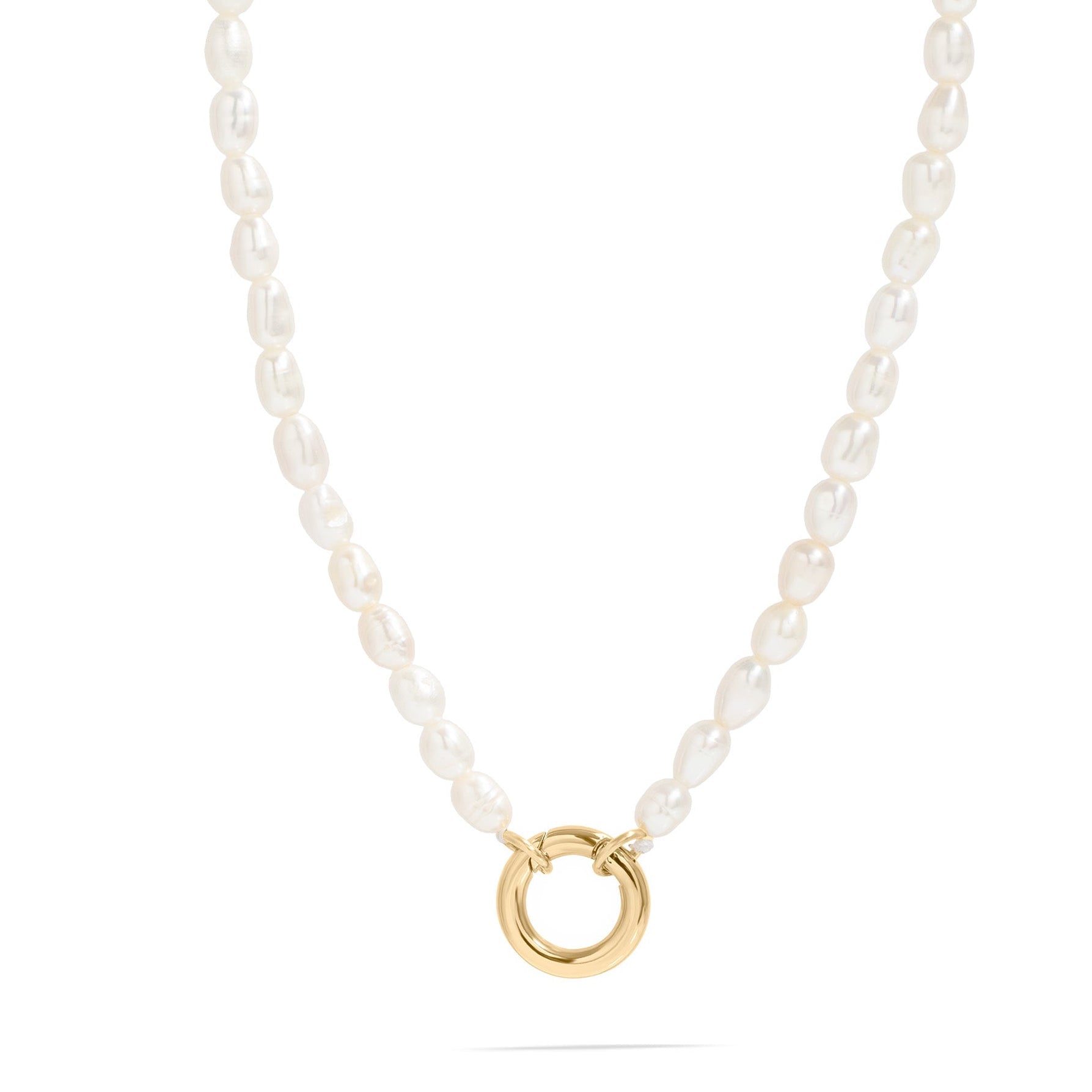 Freshwater Pearl Necklace – 18K Gold Charm Holder | Waterproof Stainless Steel Jewelry - Necklace | Sunflower Soul Boutique