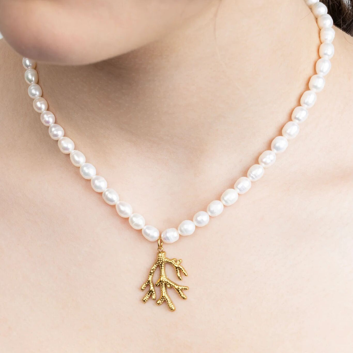 Freshwater Pearl Necklace – Adjustable 18K Gold Plated Lobster Clasp Jewelry - Necklaces | Sunflower Soul Boutique