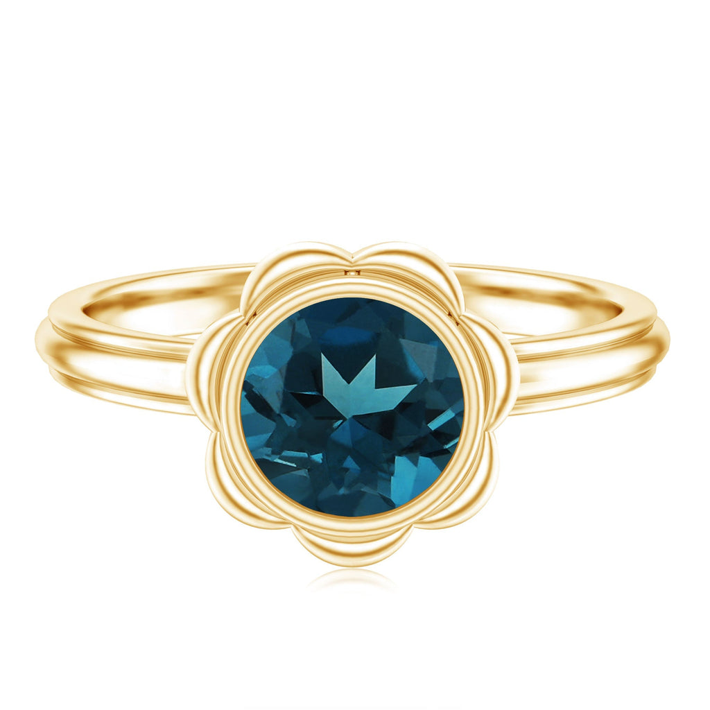 Genuine 1.35 Carat London Blue Topaz Solitaire Engagement Ring