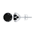 Genuine 3 Carat Black Spinel Stud Earrings with Screw Back
