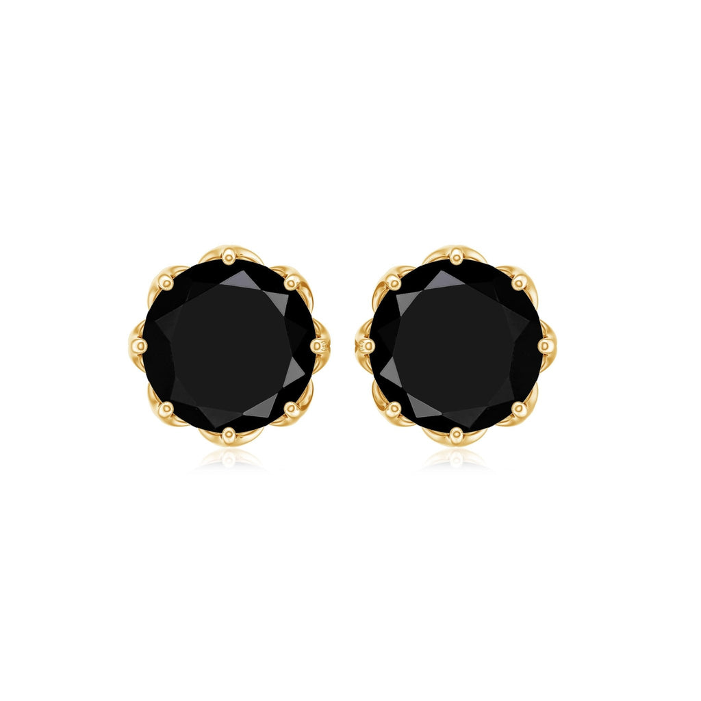 Genuine 3 Carat Black Spinel Stud Earrings with Screw Back