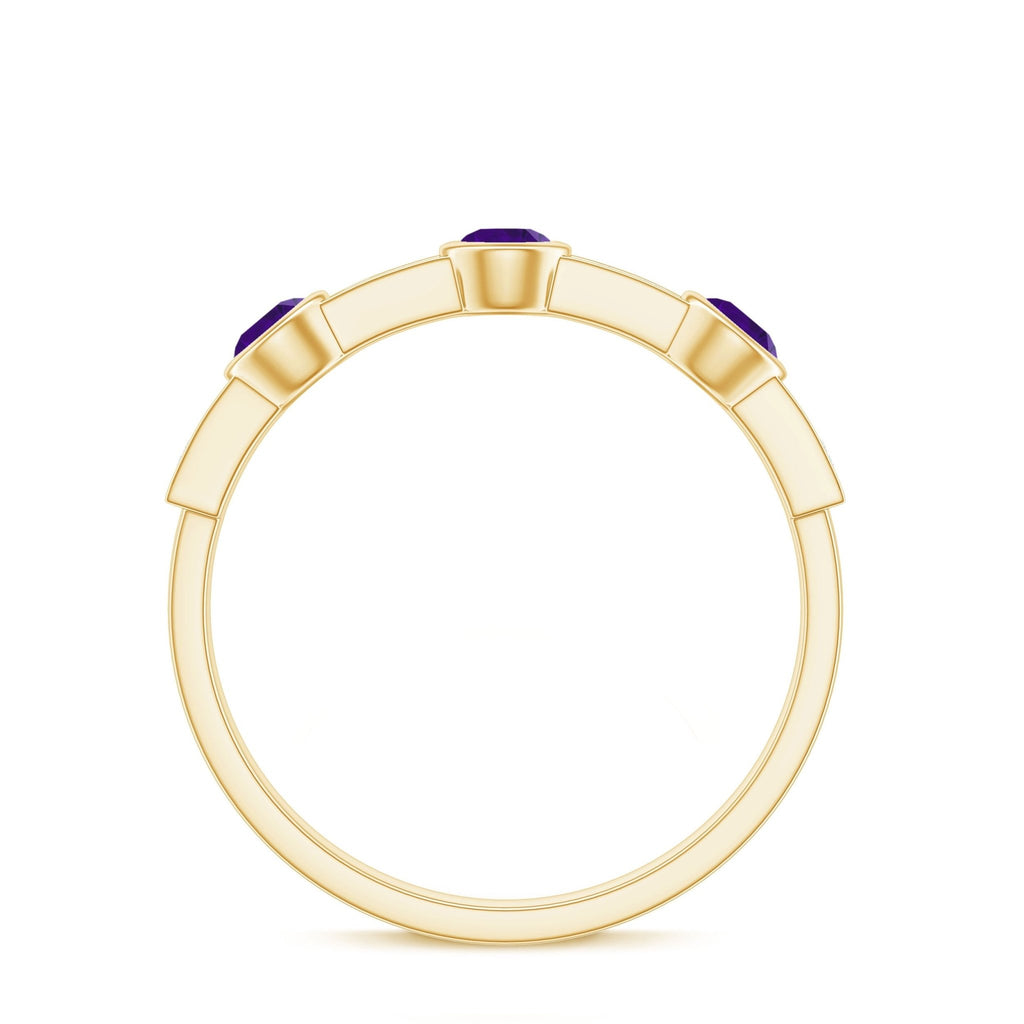 Genuine Amethyst Diamond Half Eternity Ring in Bezel Set