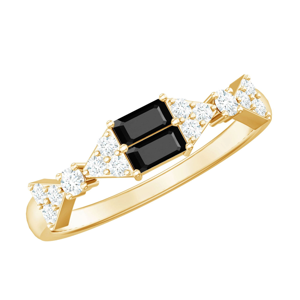 Genuine Black Onyx and Diamond Half Eternity Wedding Band