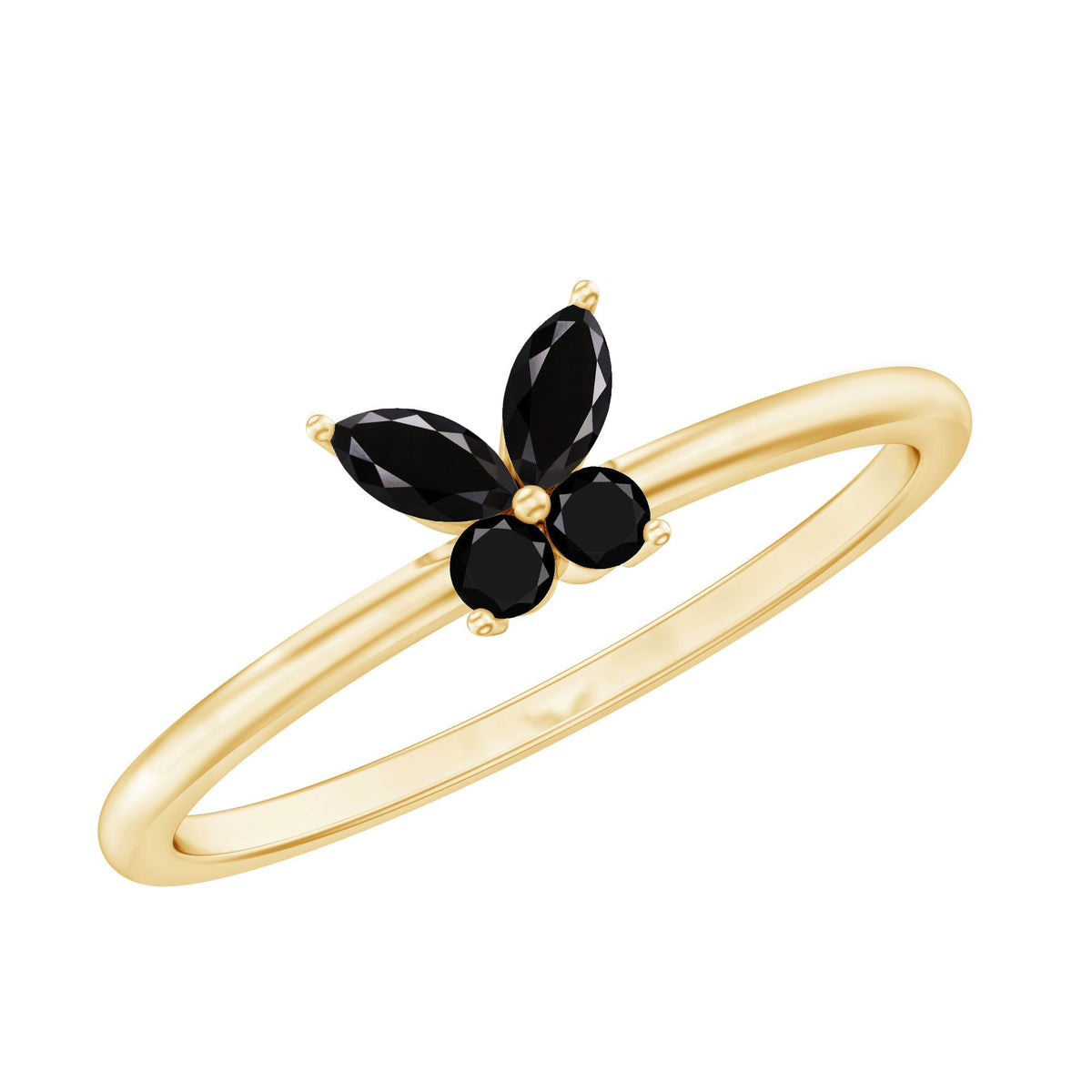 Genuine Black Onyx Butterfly Promise Ring
