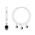 Genuine Black Onyx Hinged Hoop Drop Earrings