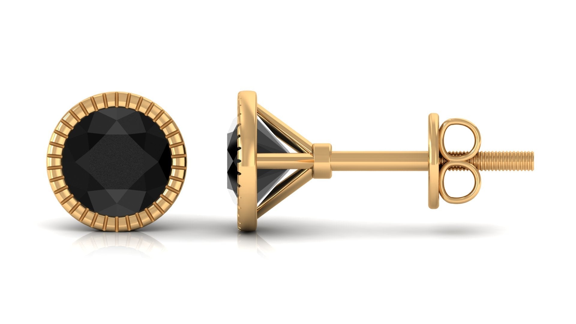 Genuine Black Onyx Solitaire Martini Stud Earrings