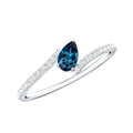 Genuine London Blue Topaz Promise Ring with Diamond