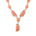 Genuine Orange Sponge Coral Golden Abstract Statement Necklace