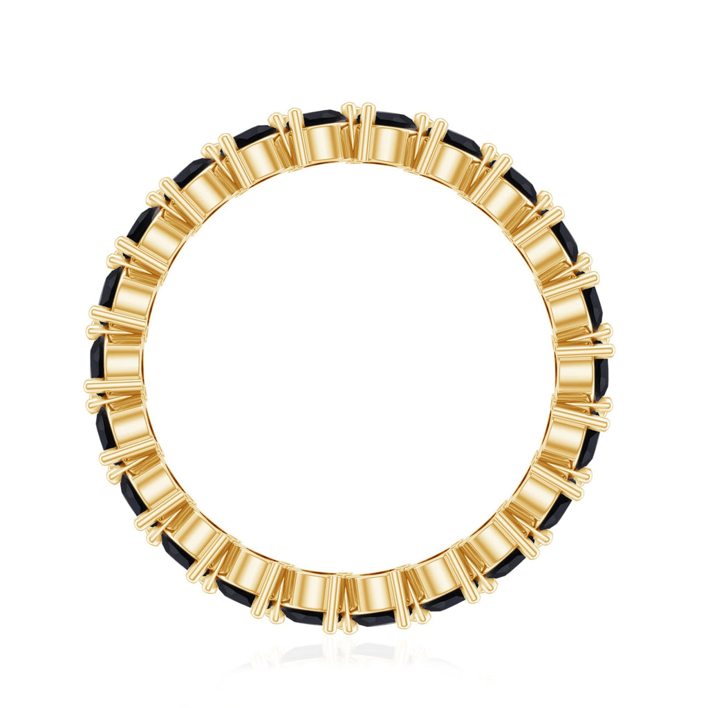 Genuine Pear Shaped Black Onyx Stackable Wedding Band