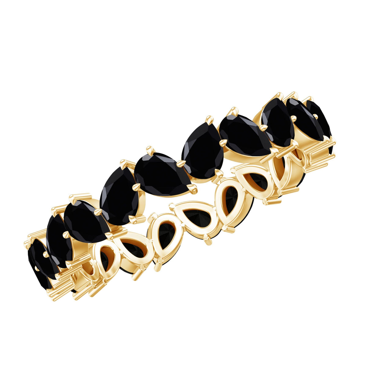 Genuine Pear Shaped Black Onyx Stackable Wedding Band