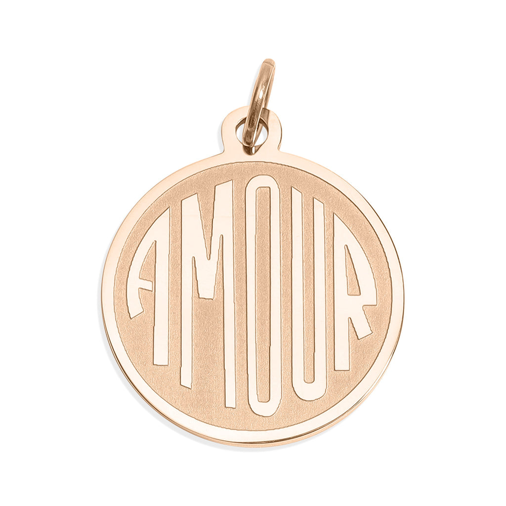 Gold Amour Charm – 18K Gold Plated Round Pendant With Love Symbol Design - charm | Sunflower Soul Boutique