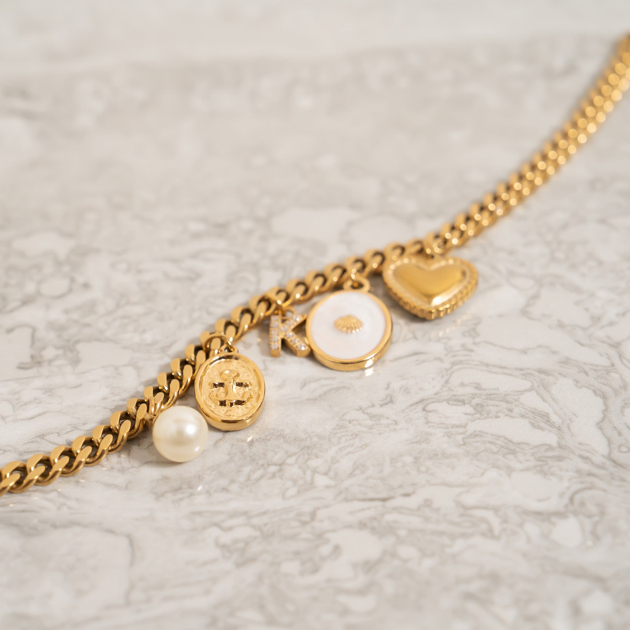 Gold Anchor Pendant – 18K Gold Jewelry Waterproof Stainless Steel Charm Necklace - charm | Sunflower Soul Boutique