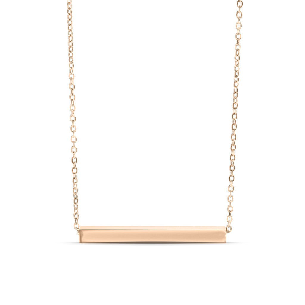 Gold Bar Necklace - 18K PVD Stainless Steel Square Horizontal Pendant - Necklaces | Sunflower Soul Boutique