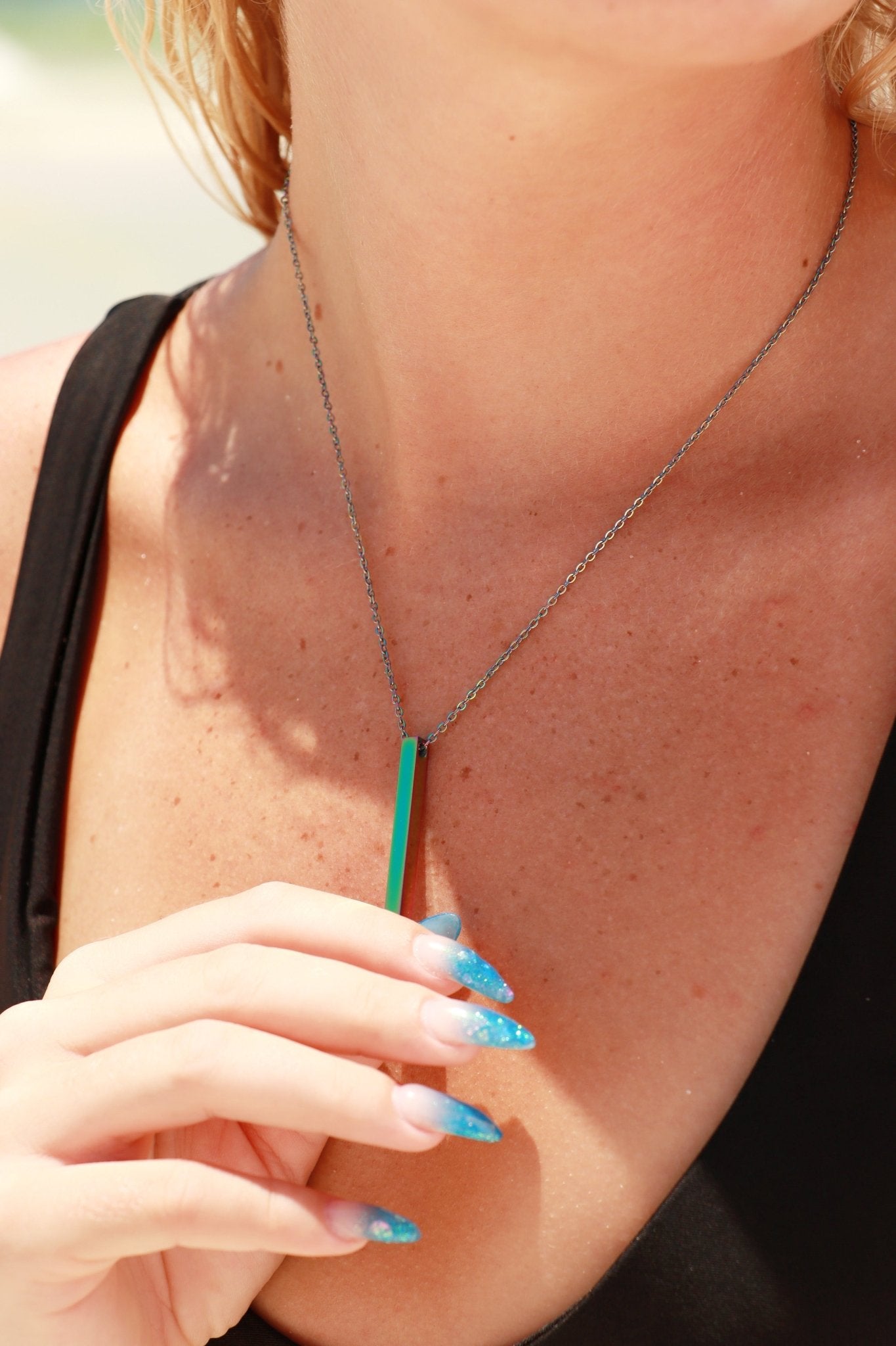 Gold Bar Necklace – 18K PVD Stainless Steel | Square Pendant | Hypoallergenic Jewelry - Necklaces | Sunflower Soul Boutique