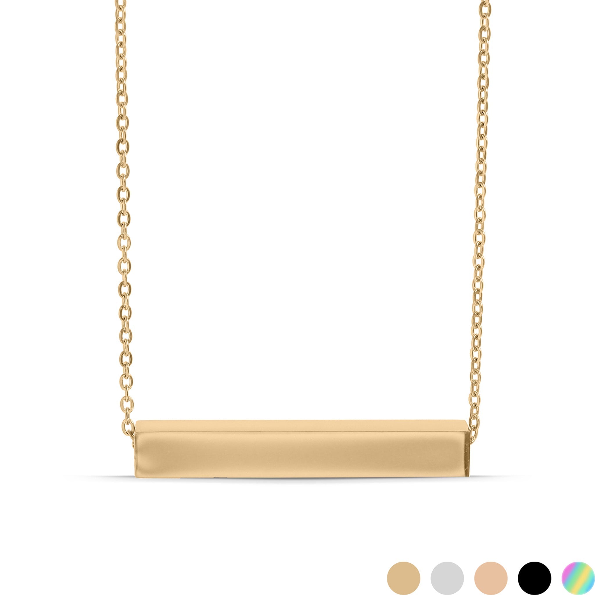 Gold Bar Necklace – Polished Horizontal Bar Pendant | 18K PVD Stainless Steel - Necklaces | Sunflower Soul Boutique