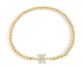 Gold Beaded Bracelet – 18K Gold Stretch Bracelet With Flower Charm Design - | Sunflower Soul Boutique