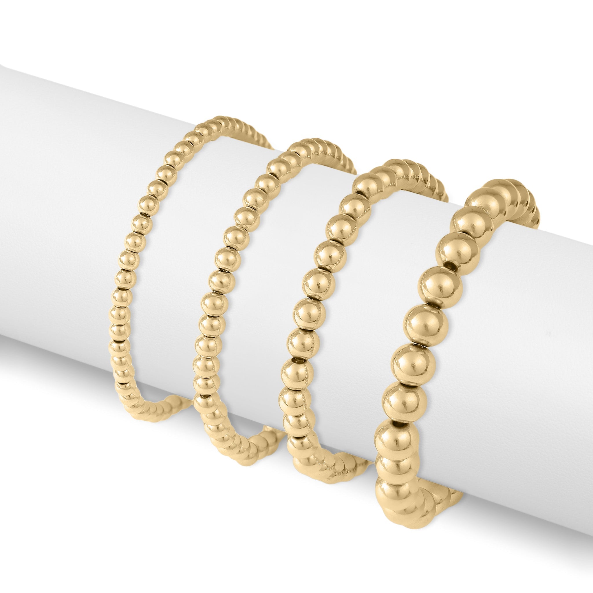 Gold Beaded Bracelet – Adjustable Stretch Stainless Steel, Hypoallergenic Jewelry - Bracelets | Sunflower Soul Boutique