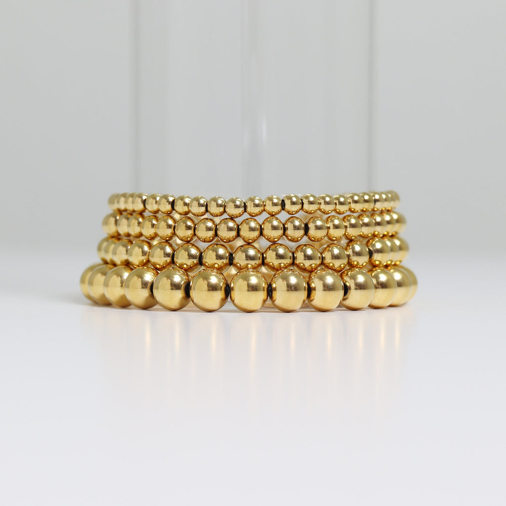 Gold Beaded Bracelet – Adjustable Stretch Stainless Steel, Hypoallergenic Jewelry - Bracelets | Sunflower Soul Boutique