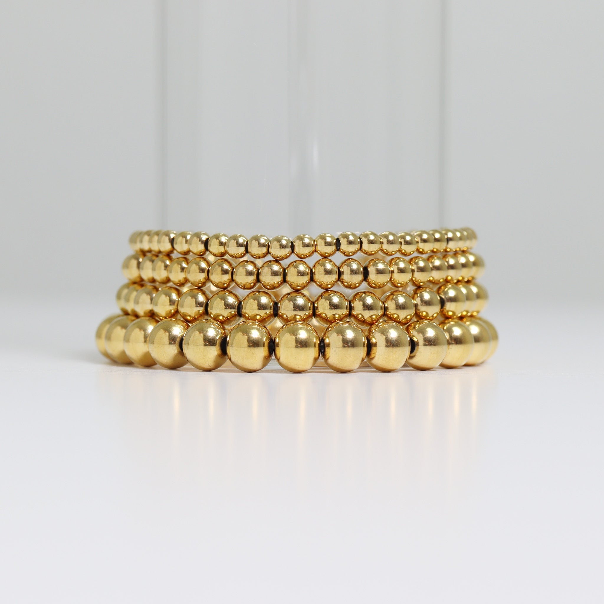 Gold Beaded Bracelet – Adjustable Stretch Stainless Steel, Hypoallergenic Jewelry - Bracelets | Sunflower Soul Boutique