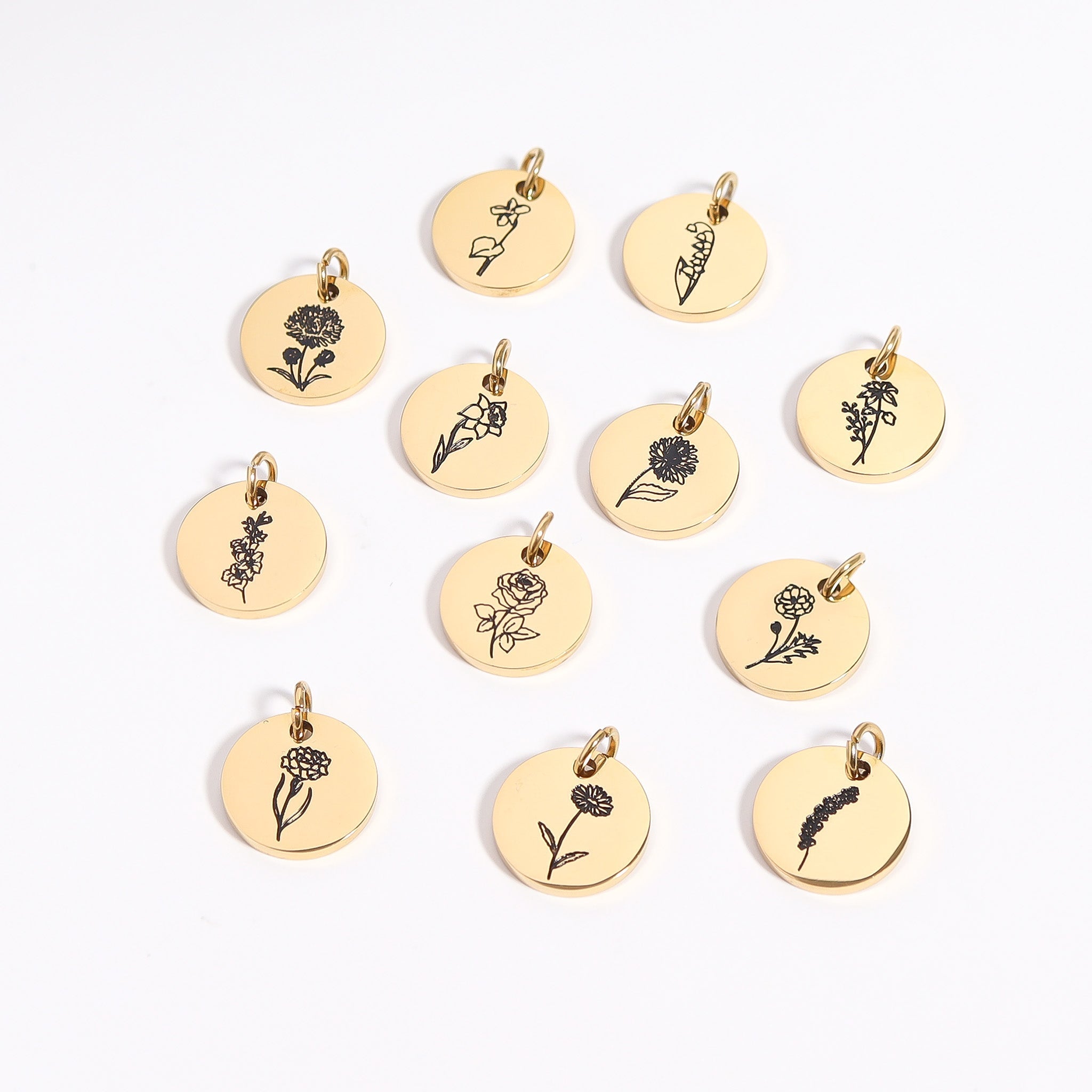 Gold Birth Flower Pendant – 18K PVD Coated Stainless Steel Charm Necklace - Pendants | Sunflower Soul Boutique