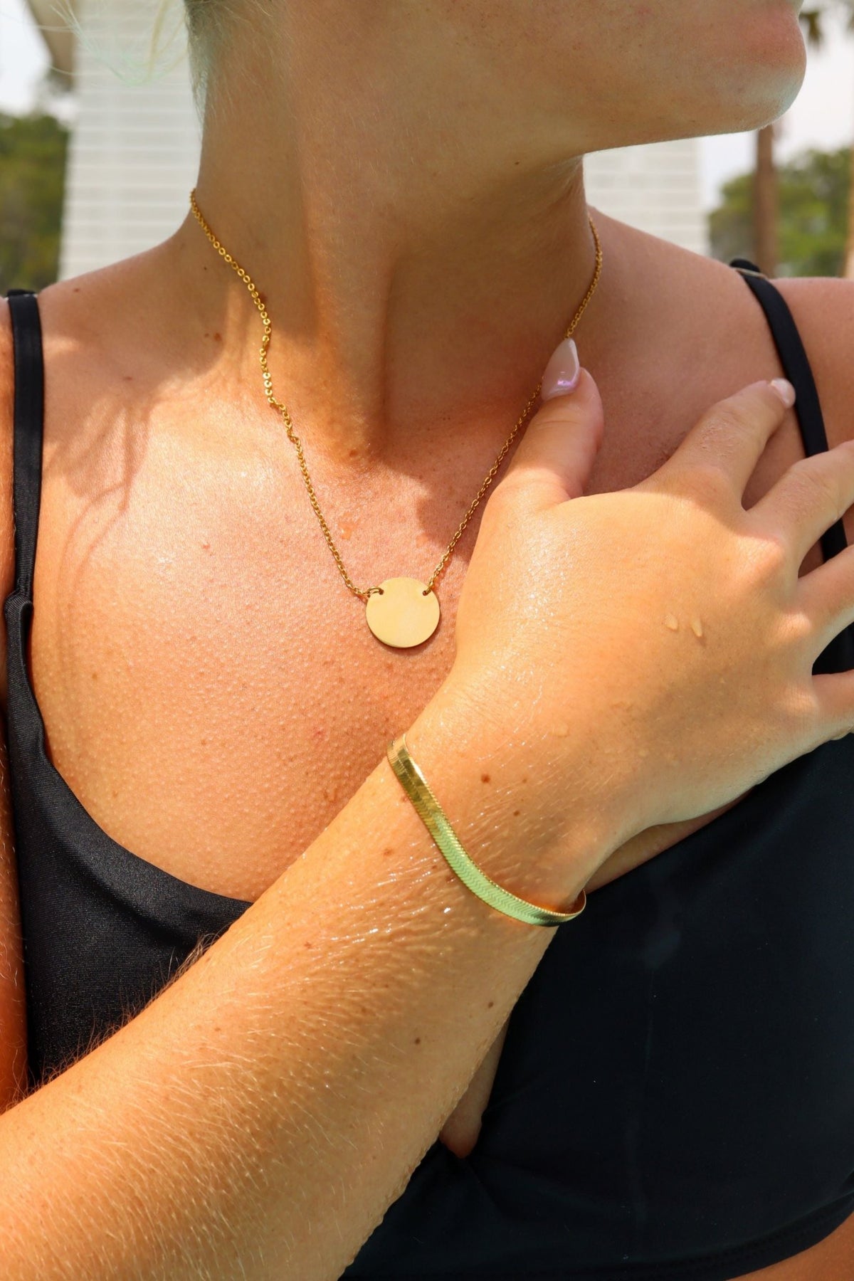 Gold Blank Circle Necklace - Stainless Steel Engravable Pendant With Hypoallergenic Chain