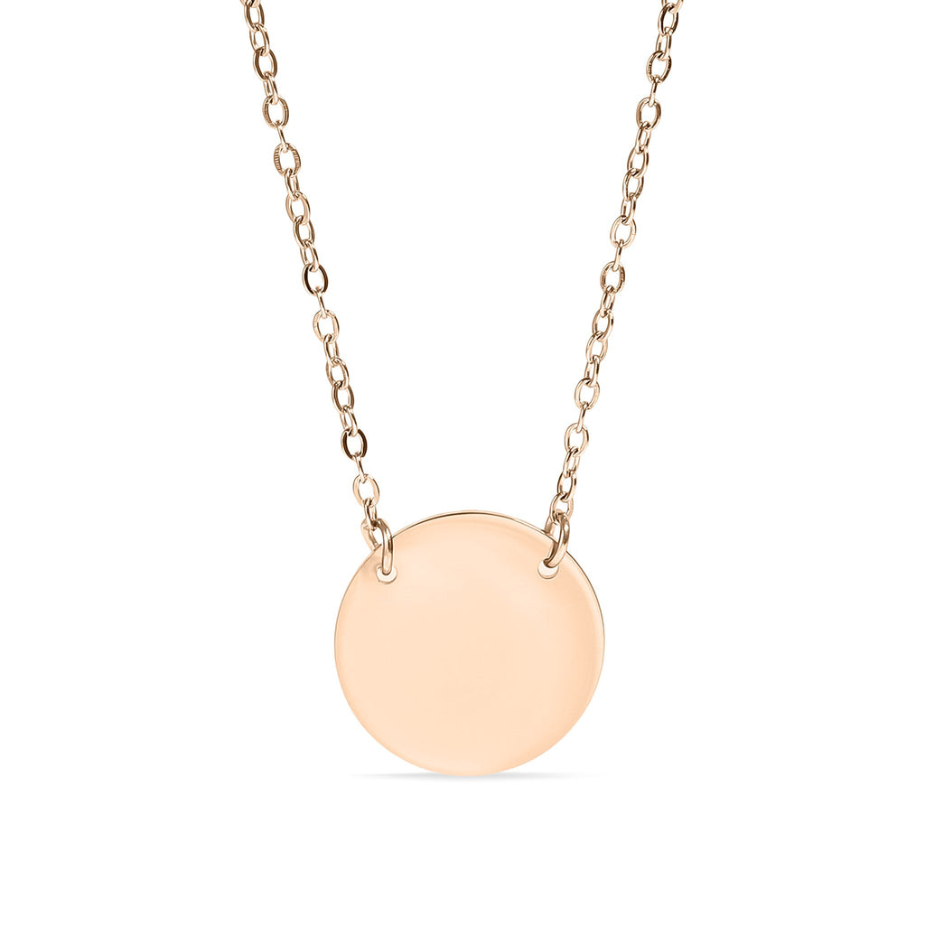 Gold Blank Circle Necklace - Stainless Steel Engravable Pendant With Hypoallergenic Chain