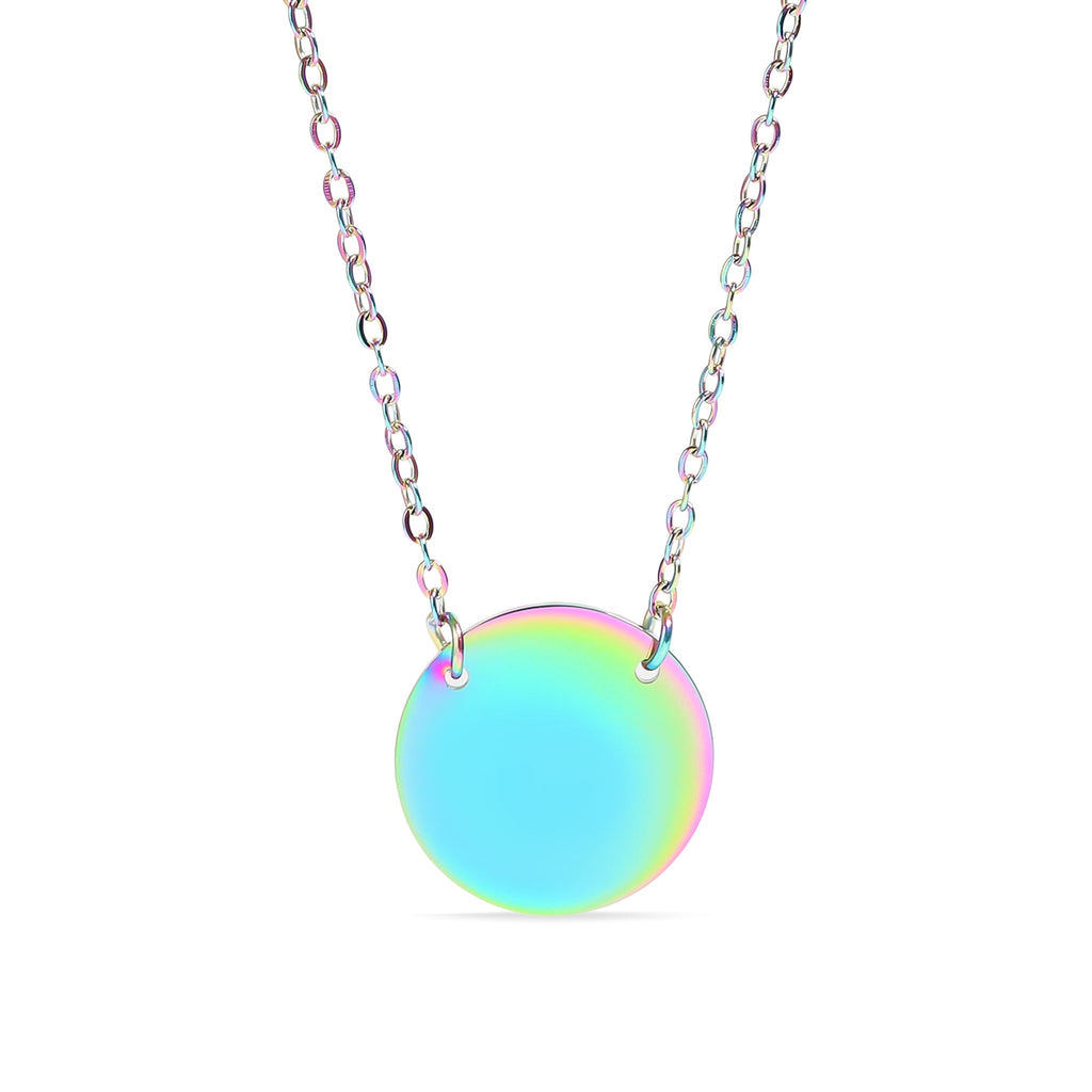 Gold Blank Circle Necklace - Stainless Steel Engravable Pendant With Hypoallergenic Chain