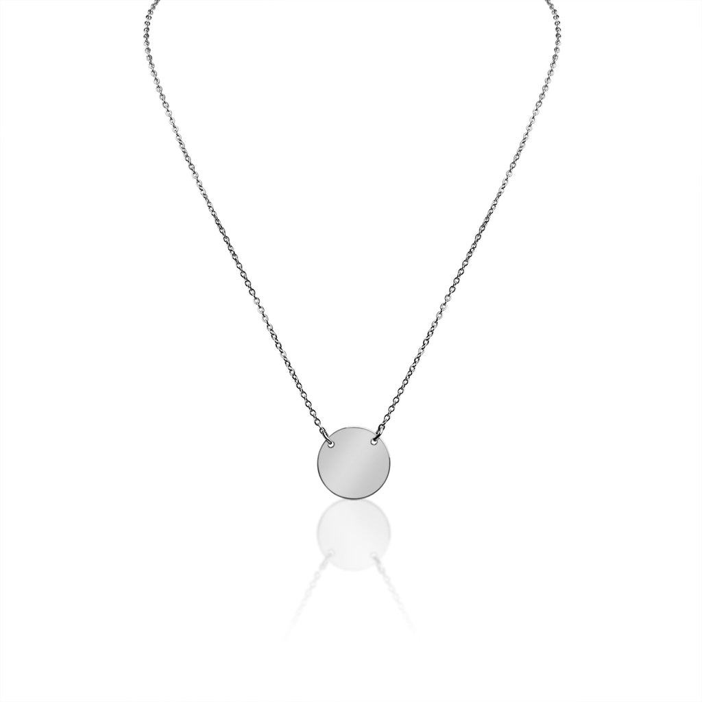 Gold Blank Circle Necklace - Stainless Steel Engravable Pendant With Hypoallergenic Chain