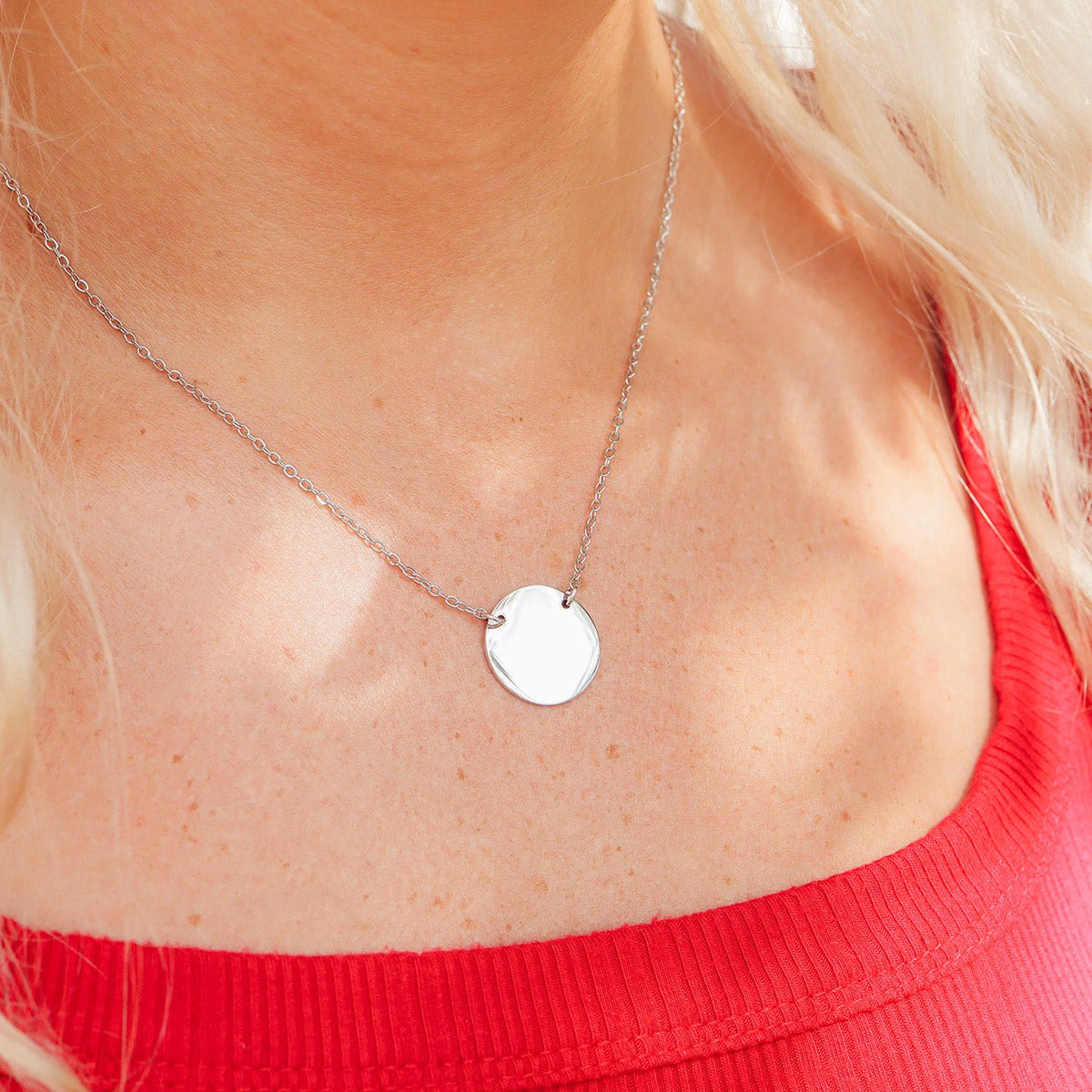 Gold Blank Circle Necklace - Stainless Steel Engravable Pendant With Hypoallergenic Chain