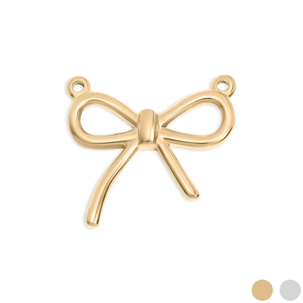 Gold Bow Connector Charm – 18K Gold Plated Stainless Steel Pendant Connector Piece - Charms | Sunflower Soul Boutique