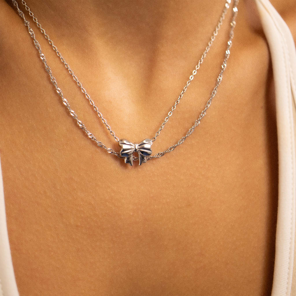 Gold Bow Necklace – 18K Gold Pendant | Dainty Stainless Steel Jewelry - Necklaces | Sunflower Soul Boutique