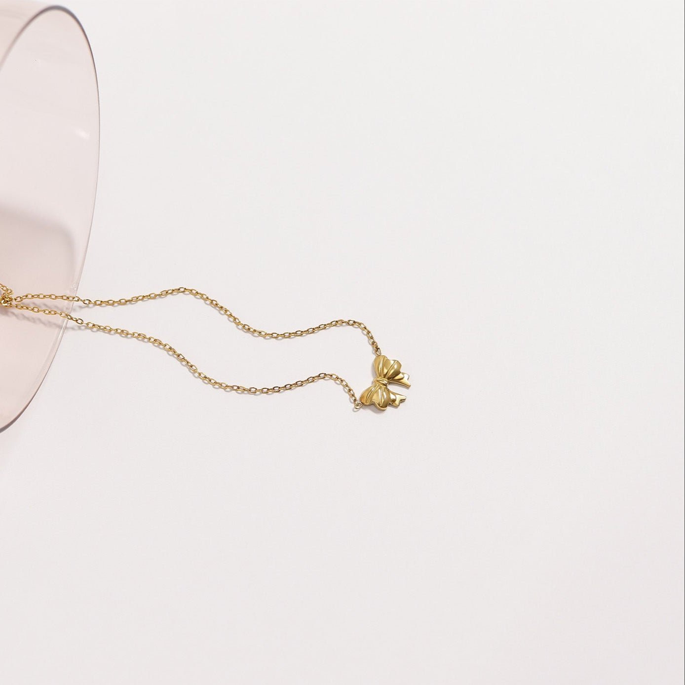 Gold Bow Necklace – 18K Gold Pendant | Dainty Stainless Steel Jewelry - Necklaces | Sunflower Soul Boutique