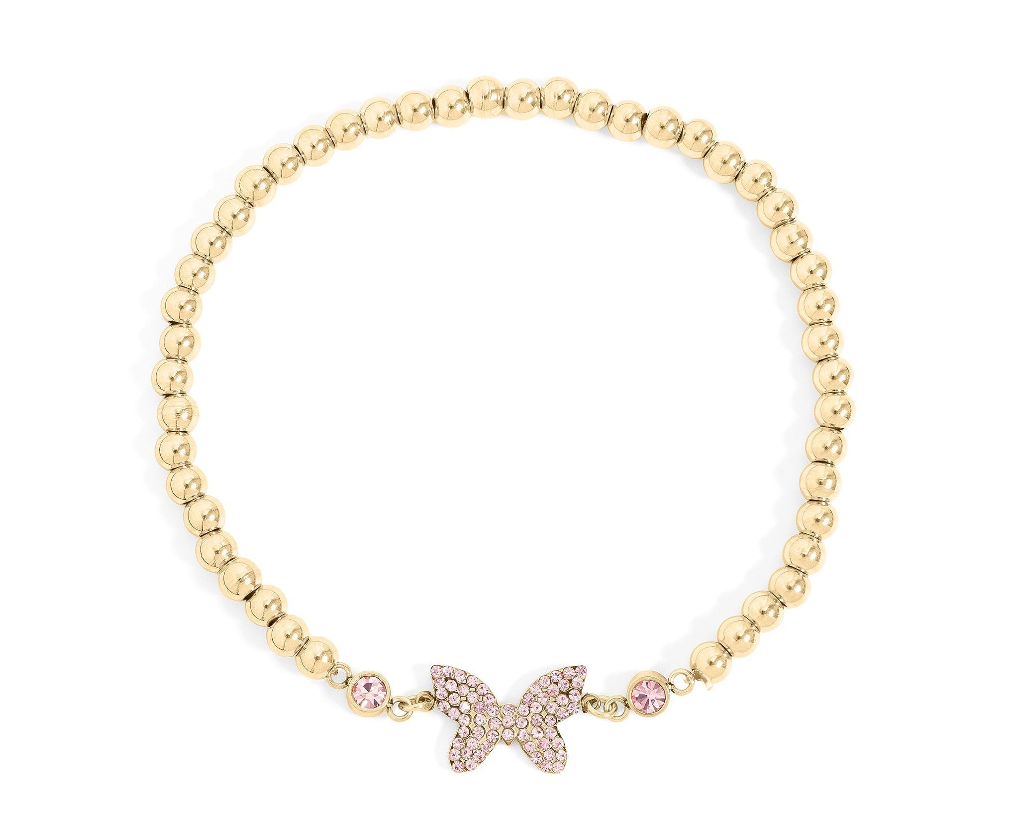 Gold Butterfly Bracelet – Adjustable Stretch Beaded Stainless Steel Charm - bracelet | Sunflower Soul Boutique