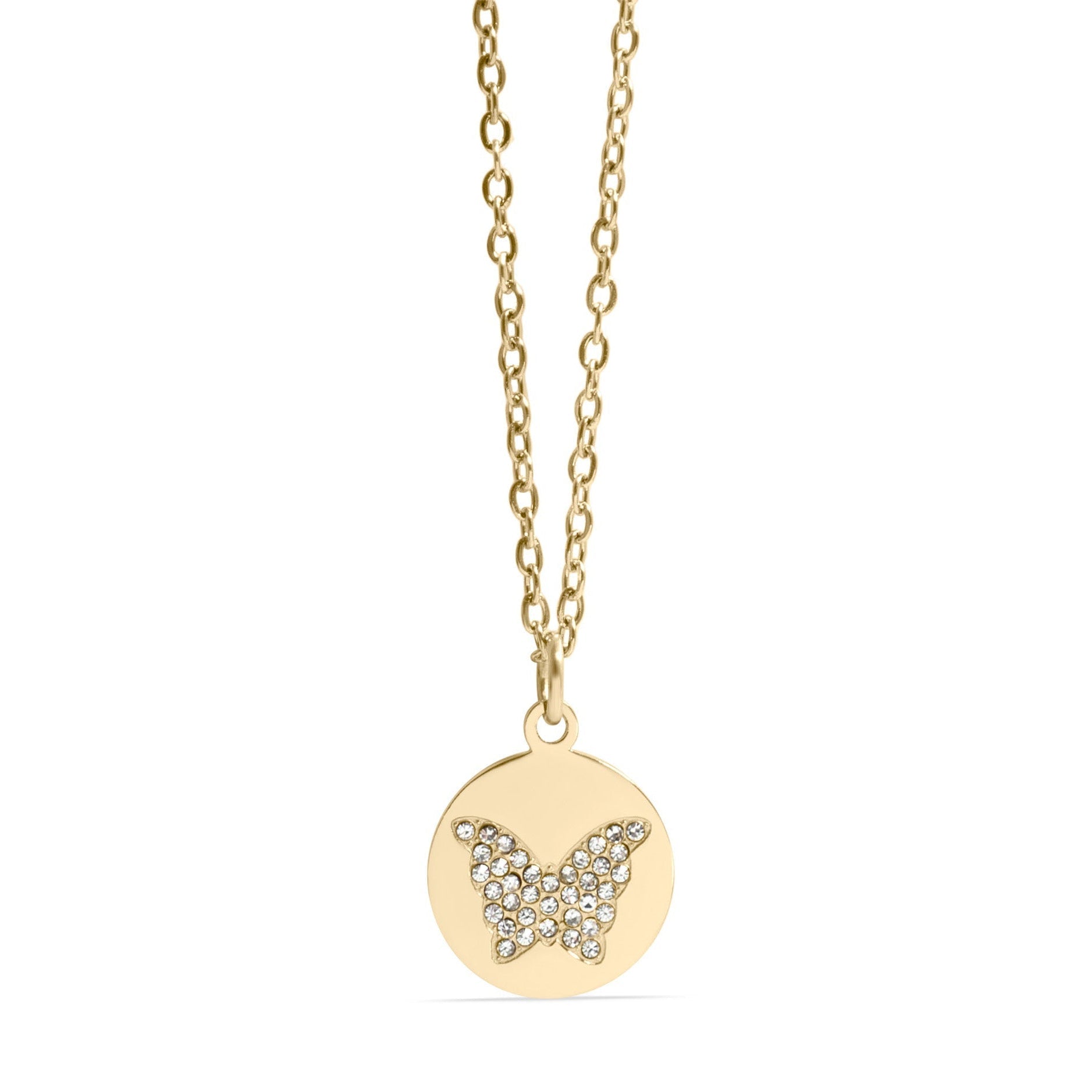 Gold Butterfly Necklace – 18 Inch Gold Chain With Sparkling Stone Pendant - Necklaces | Sunflower Soul Boutique
