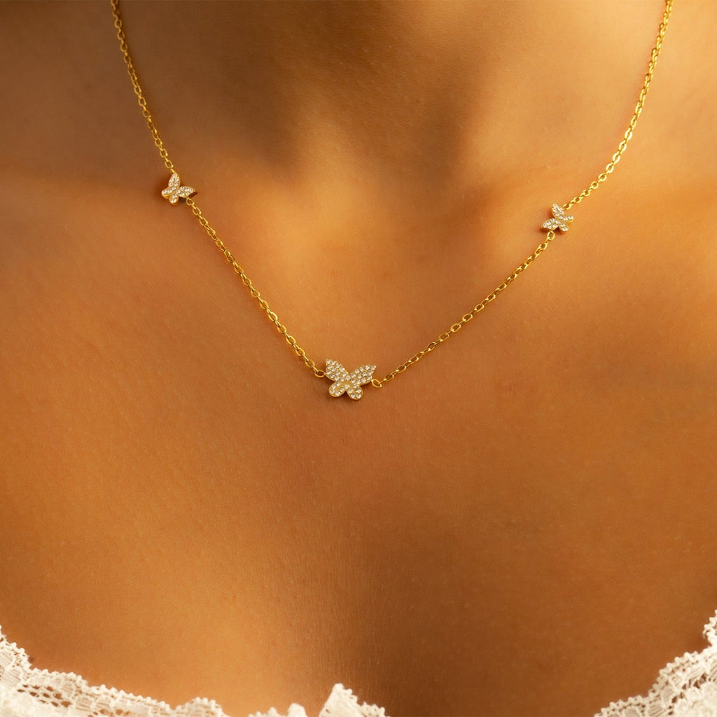Gold Butterfly Necklace – 18K Gold Plated Chain | Hypoallergenic Stainless Steel Jewelry - Necklaces | Sunflower Soul Boutique