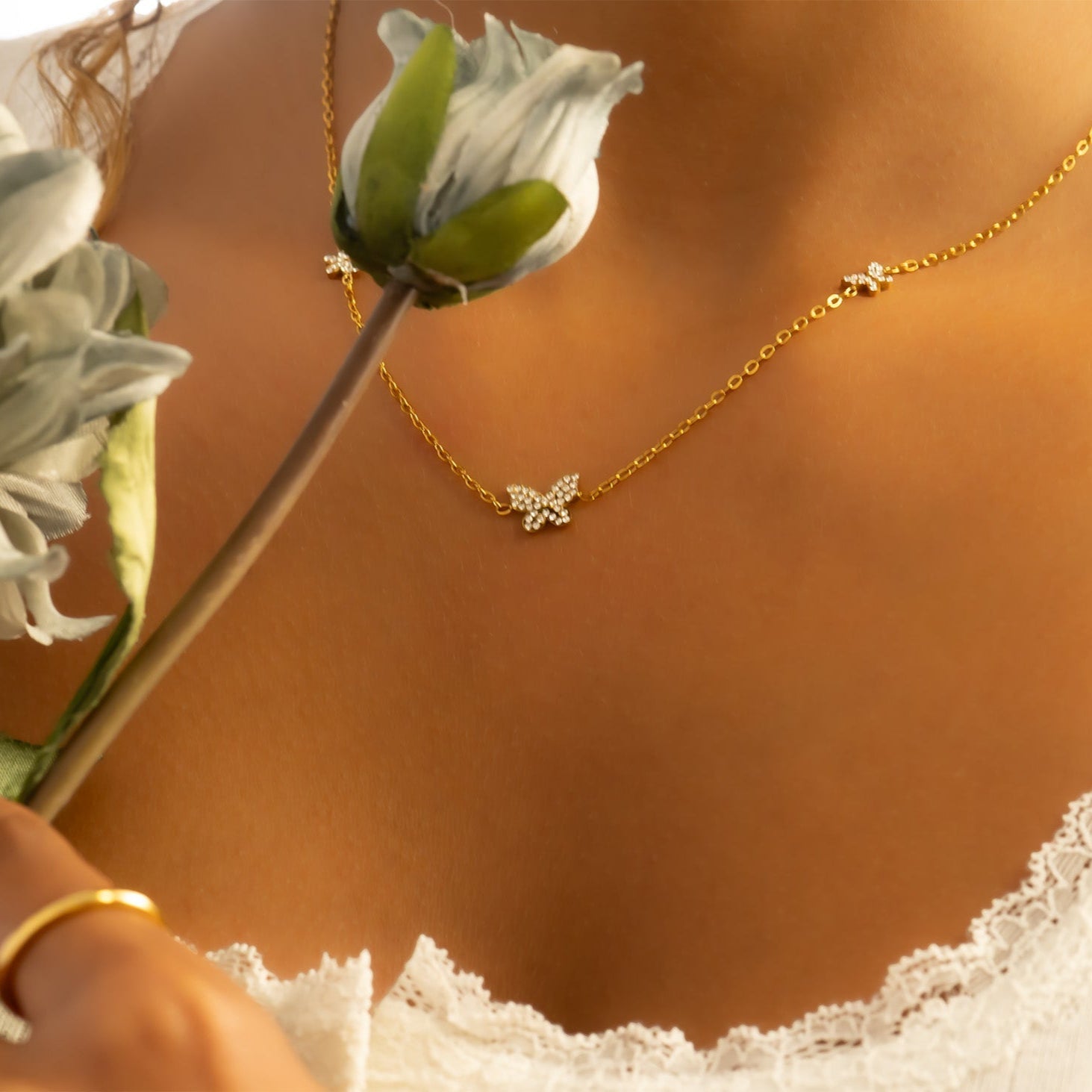 Gold Butterfly Necklace – 18K Gold Plated Chain | Hypoallergenic Stainless Steel Jewelry - Necklaces | Sunflower Soul Boutique