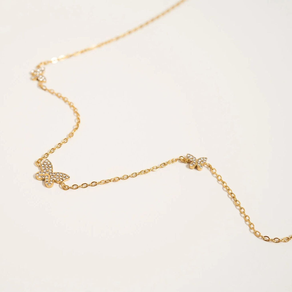 Gold Butterfly Necklace – 18K Gold Plated Chain | Hypoallergenic Stainless Steel Jewelry - Necklaces | Sunflower Soul Boutique
